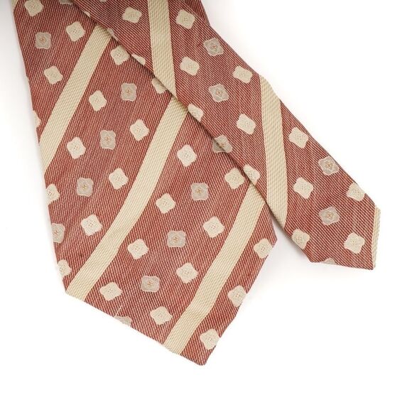 Bally Salmon Colored Floret and‎ Striped 100% Silk Made in Italy Tie - Picture 3 of 5